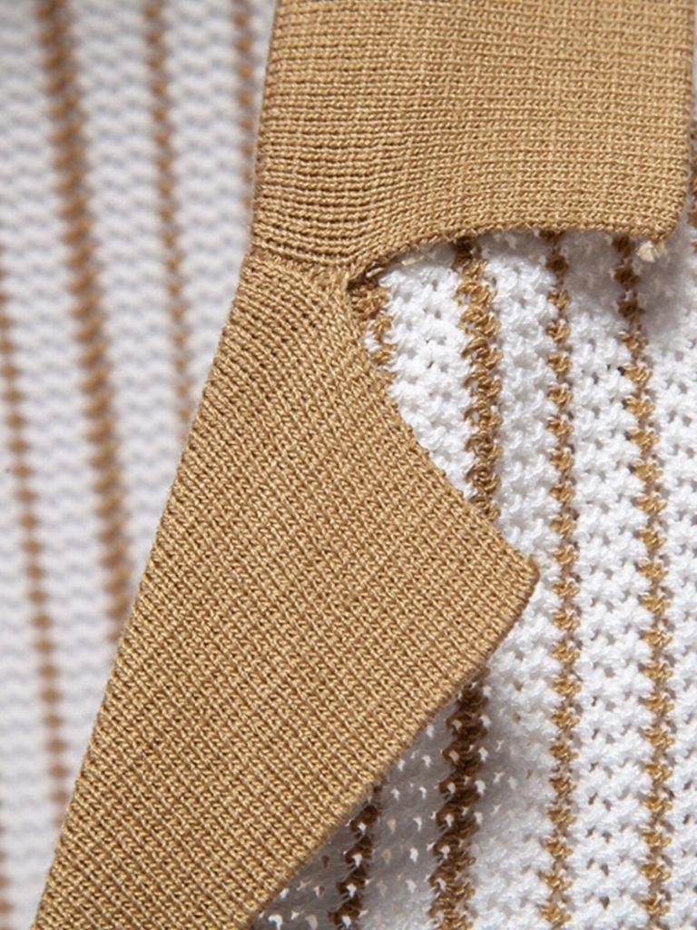 Striped Knit Polo Shirt - Ellesmere
