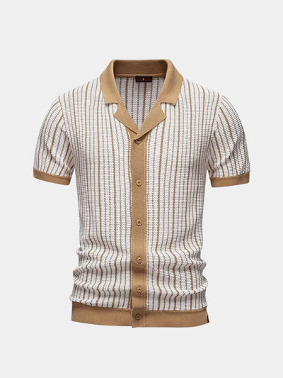 Striped Knit Polo Shirt - Ellesmere