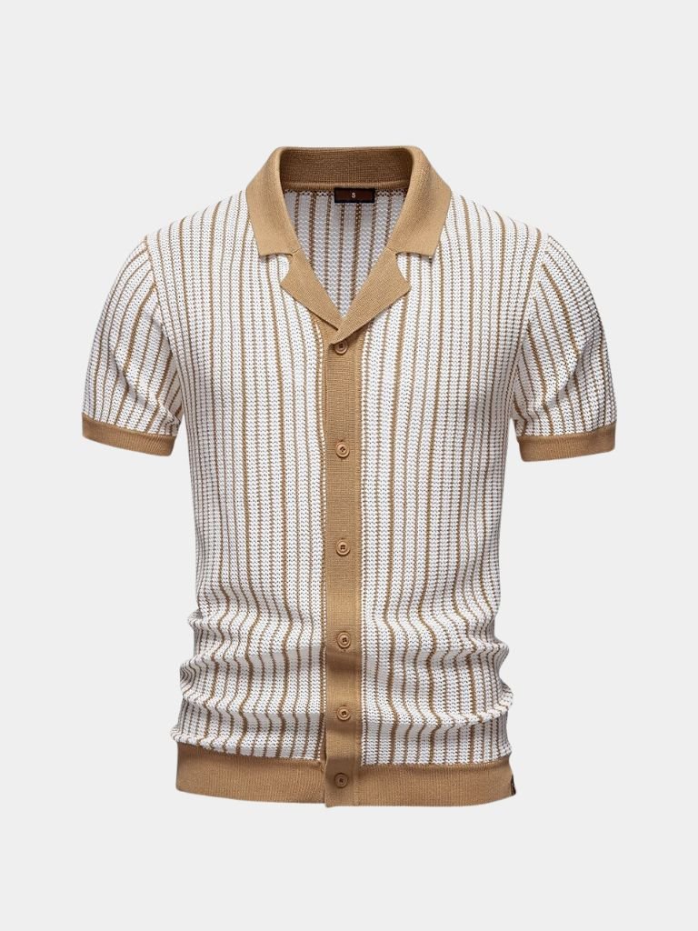Striped Knit Polo Shirt - Ellesmere