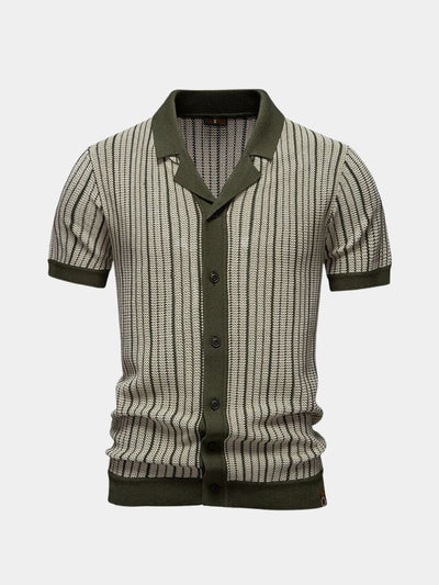 Striped Knit Polo Shirt - Ellesmere