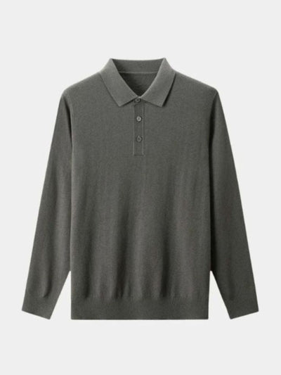Wool Knit Button Up Polo Pullover - Verocci Essentials