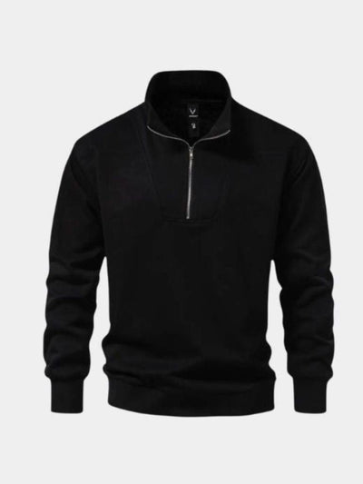 Zip Black Lapel Sports Sweatshirt - Verocci Essentials
